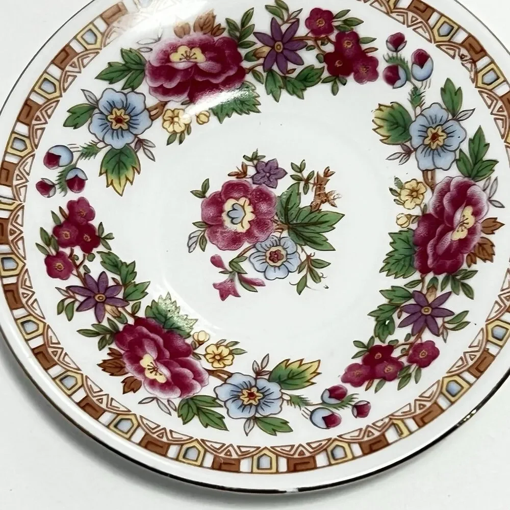 Mid Century Floral Chinese-Jingdezhen-Demitasse Saucer 4.5”